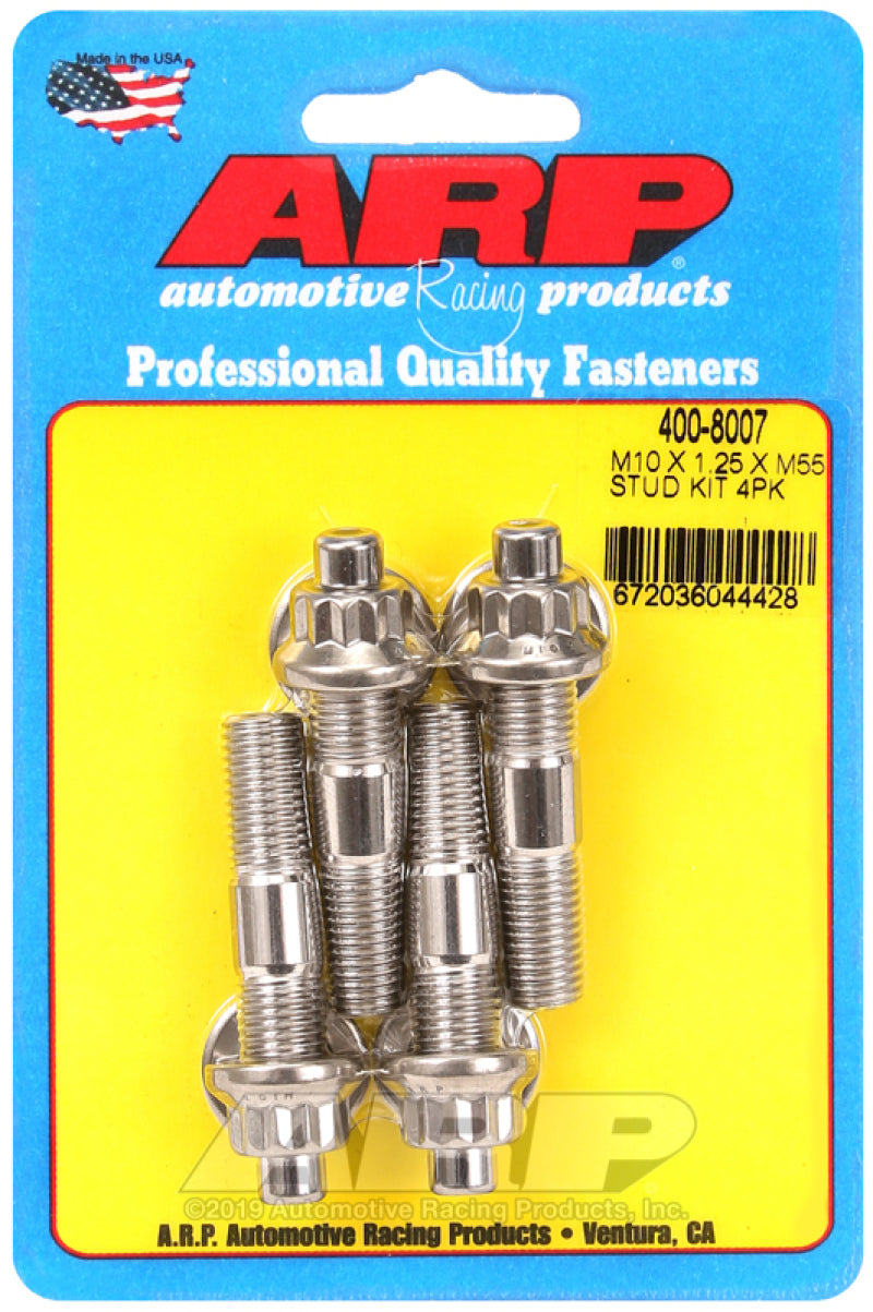 ARP M10 x 1.25 x 55mm Broached 4 Piece Stud Kit-tuningsupply.com