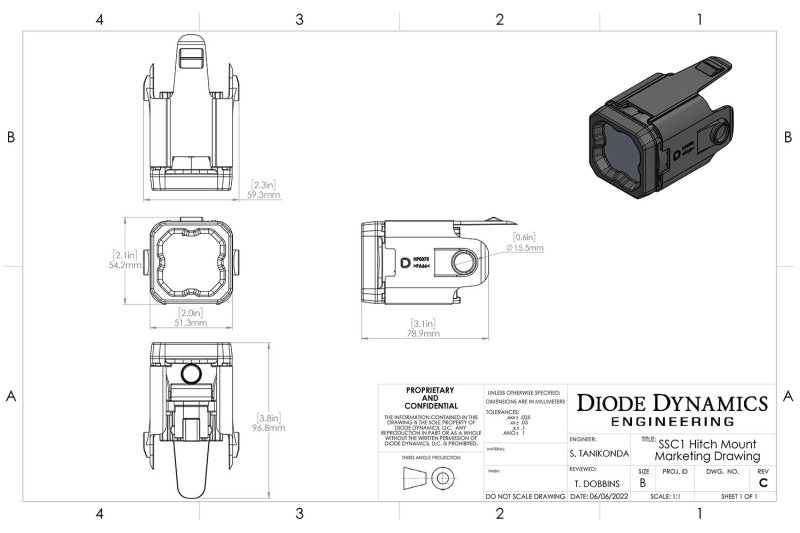 Diode Dynamics 23-24 Chevrolet Colorado HitchMount LED Pod Reverse Kit C1R-tuningsupply.com