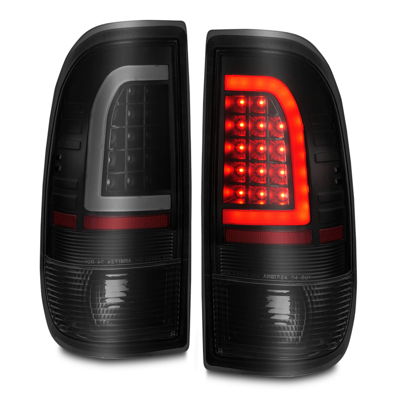 ANZO 1997-2003 Ford F-150 LED Tail Lights w/ Light Bar Black Housing Smoke Lens-tuningsupply.com