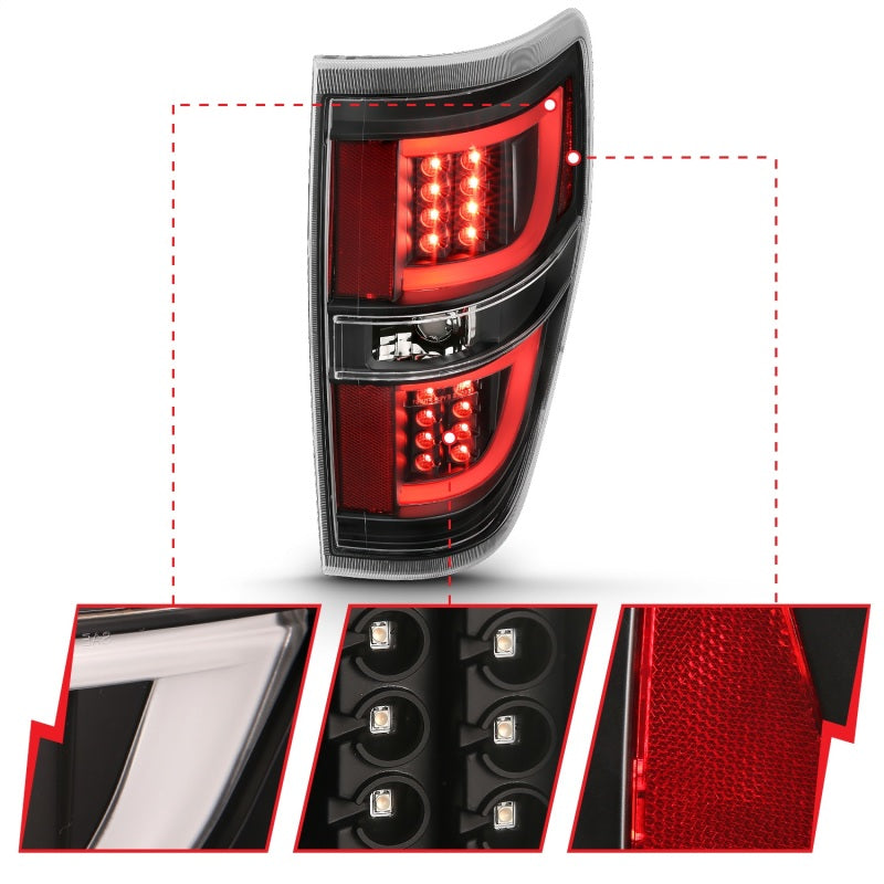 ANZO 2009-2013 Ford F-150 LED Taillights Black-tuningsupply.com