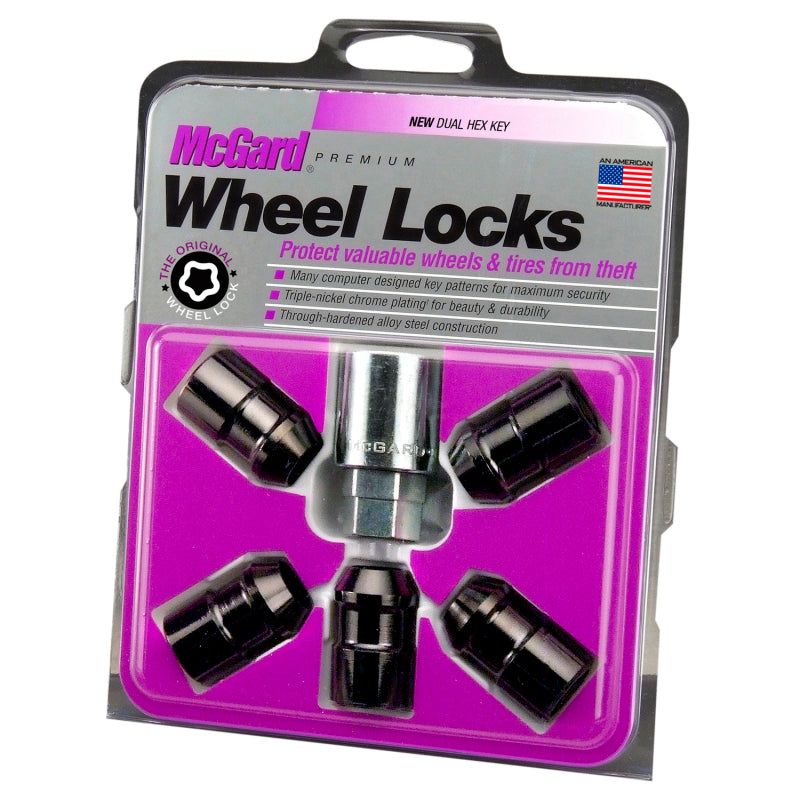 McGard Wheel Lock Nut Set - 5pk. (Cone Seat) 1/2-20 / 3/4 &13/16 Dual Hex / 1.46in. Length - Black-tuningsupply.com