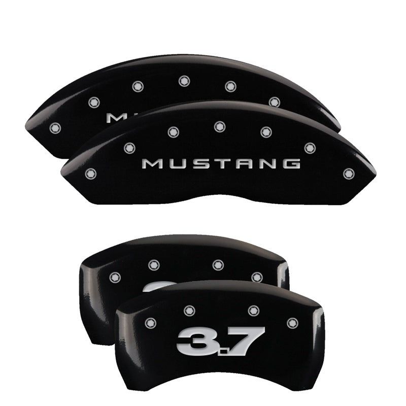 MGP 4 Caliper Covers Engraved Front 2015/Mustang Engraved Rear 2015/GT Yellow finish black ch-Caliper Covers-MGP-MGP10200S2MGYL-SMINKpower Performance Parts