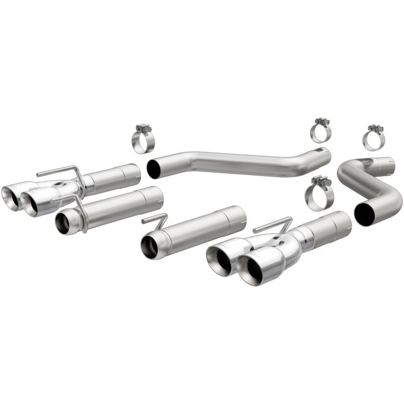 MagnaFlow Axle-Back, SS, 3in, Quad Split Rear 3.5 Tips 2015 Dodge Challenger incl SRT Hellcat-tuningsupply.com