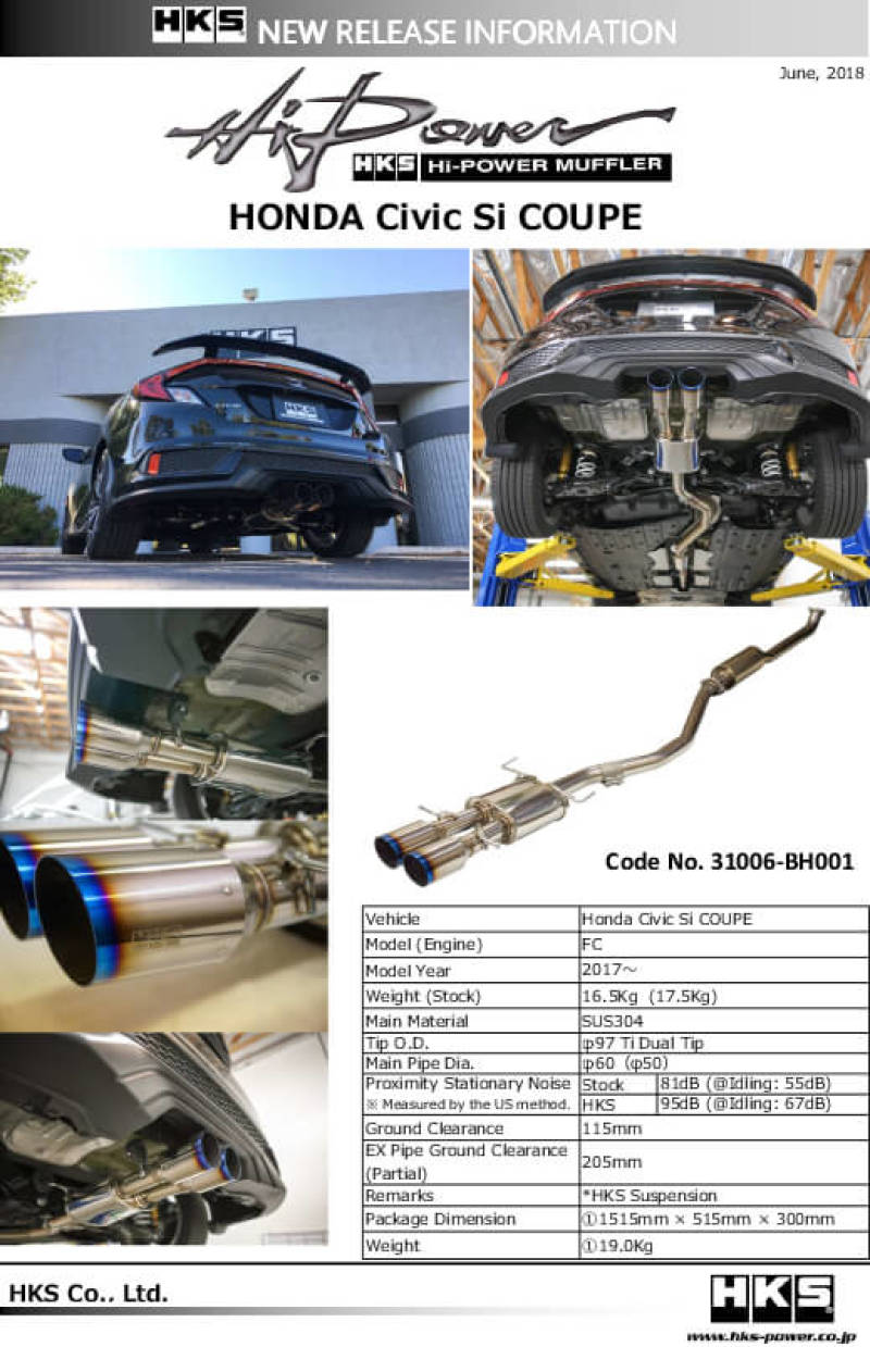

HKS 31006-BH001 - HKS31006-BH001 - HKS Hi-Power Muffler for Civic SI Coupe (FC3) - Shipped in Europe - Tuningsupply.com
