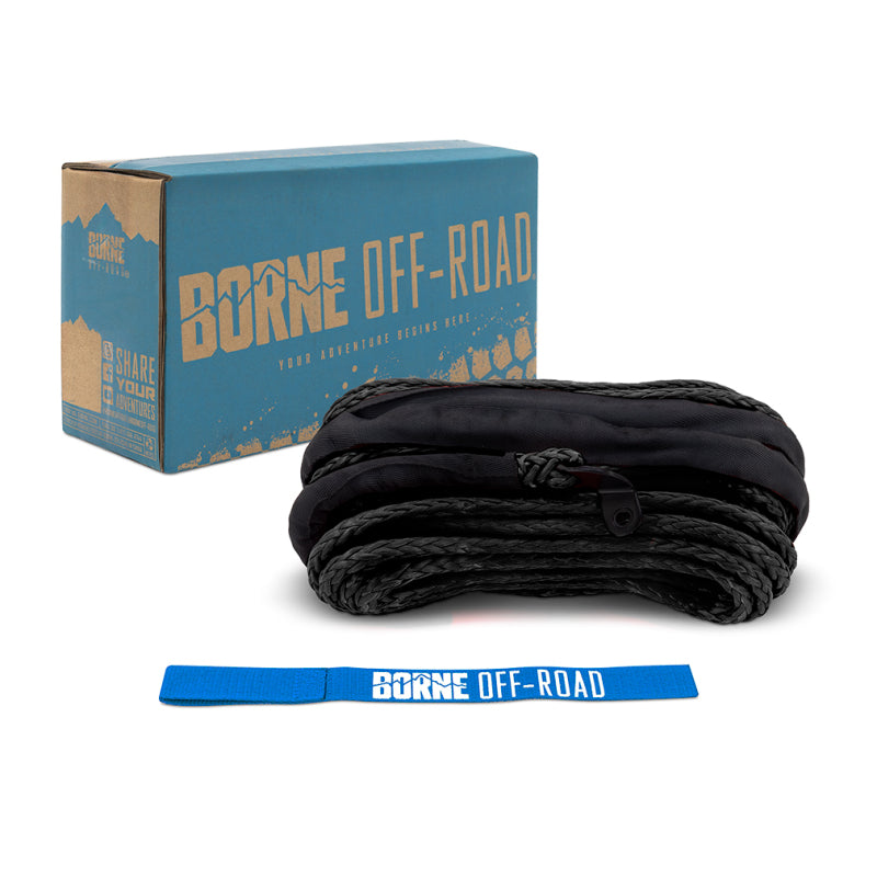 Borne Off-Road Synthetic Rope - 3/8in x 85ft - Black-tuningsupply.com