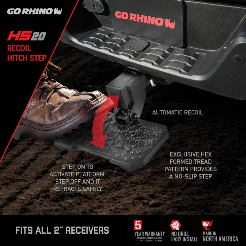 

Go Rhino HS2012T - GORHS2012T - Go Rhino HS-20 Hitch Bumper Step - Shipped in Europe - Tuningsupply.com
