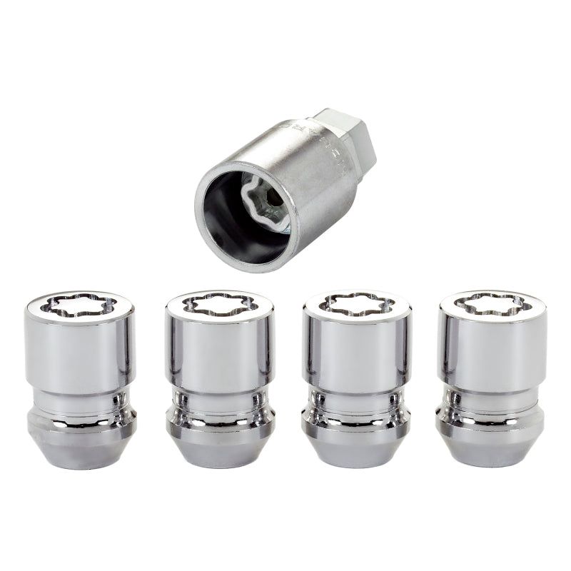 McGard Wheel Lock Nut Set - 4pk. (Cone Seat) M12X1.25 / 19mm & 21mm Dual Hex / 1.28in. L - Chrome-Lug Nuts-McGard-MCG24154-SMINKpower Performance Parts