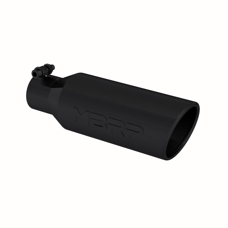 MBRP Universal Tip 4in O.D. Angled Rolled End 2.5in inlet 12in length Black-tuningsupply.com