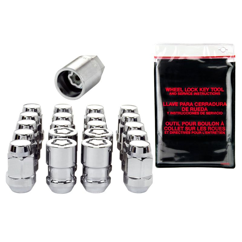 McGard 5 Lug Hex Install Kit w/Locks (Cone Seat Nut / Bulge) M12X1.5 / 3/4 Hex / 1.45in L - Chrome-tuningsupply.com