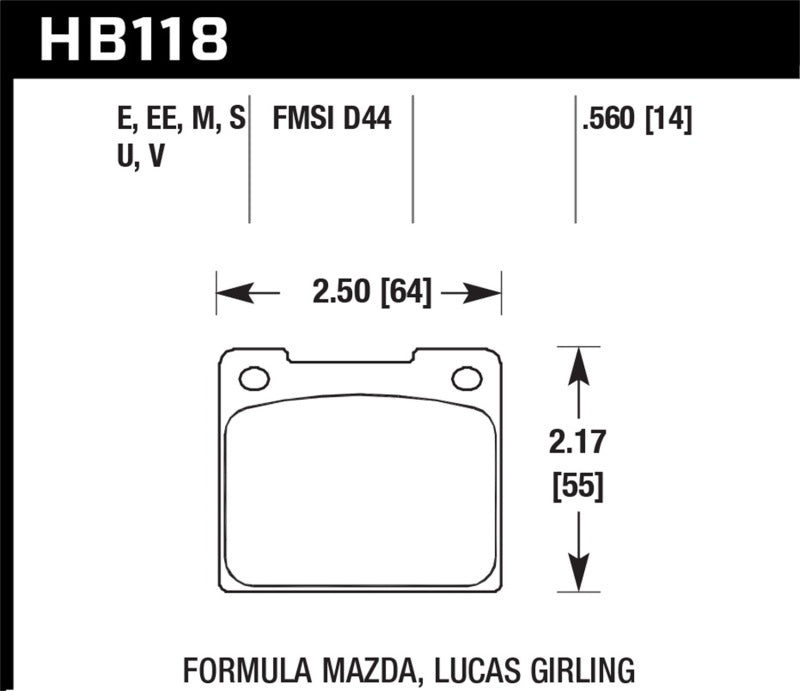 

Hawk Performance HB118U.560 - HAWKHB118U.560 - Hawk 65-80 Triumph Spitfire (MKIII/MKIV) DTC-70 Race Front Brake Pads - Shipped in Europe - Tuningsupply.com
