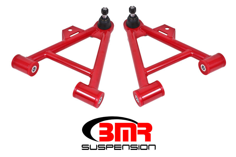 BMR 79-93 Fox Mustang Lower Non-Adj. A-Arms (Coilover Only) w/ STD. Ball Joint (Poly) - Red-tuningsupply.com