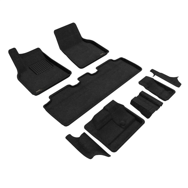 3D Maxpider 21-23 Tesla Model Y 7-Seat Elegant Floor Mat- Black 1St Row 2Nd Row 3Rd Row-tuningsupply.com