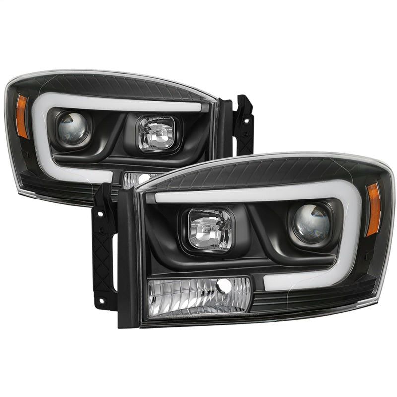 Spyder Dodge Ram 1500 06-08 V2 Projector Headlights - Light Bar DRL - Black (PRO-YD-DR06V2-LB-BK)-Headlights-SPYDER-SPY5085306-SMINKpower Performance Parts