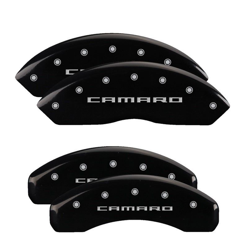 MGP 4 Caliper Covers Engraved Front & Rear Gen 5/Camaro Black finish silver ch-tuningsupply.com