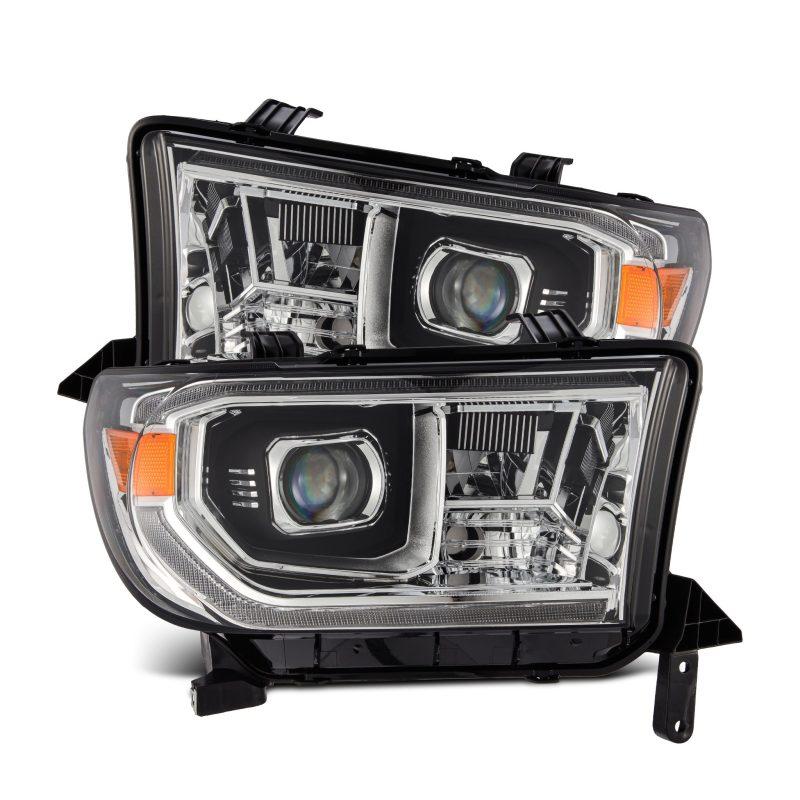 AlphaRex 07-13 Toyota Tundra / 08-17 Sequoia LUXX LED Proj HL Chrome w/Actv Light / Seq. Sig + DRL-tuningsupply.com