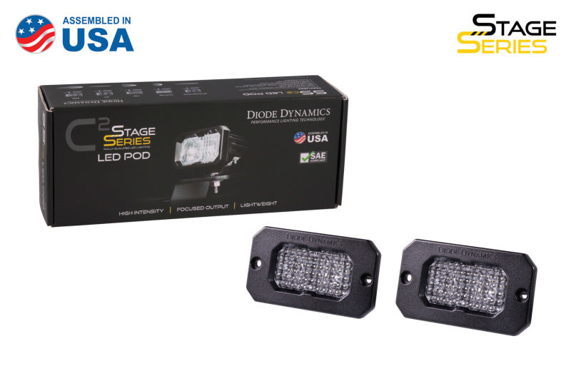 Diode Dynamics Stage Series 2 In LED Pod Sport - White Flood Flush RBL (Pair)-tuningsupply.com