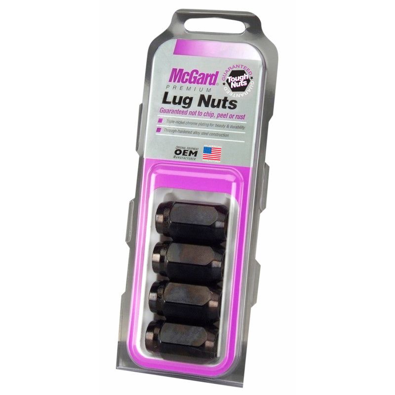 McGard Hex Lug Nut (Cone Seat) 1/2-20 / 13/16 Hex / 1.5in. Length (4-Pack) - Black-Lug Nuts-McGard-MCG64030-SMINKpower Performance Parts