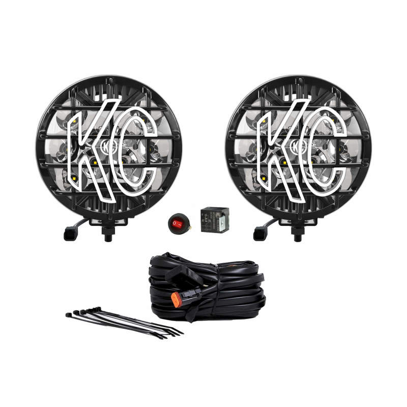 KC HiLiTES SlimLite 6in. LED Light 50w Spot Beam (Pair Pack System) - Black-tuningsupply.com