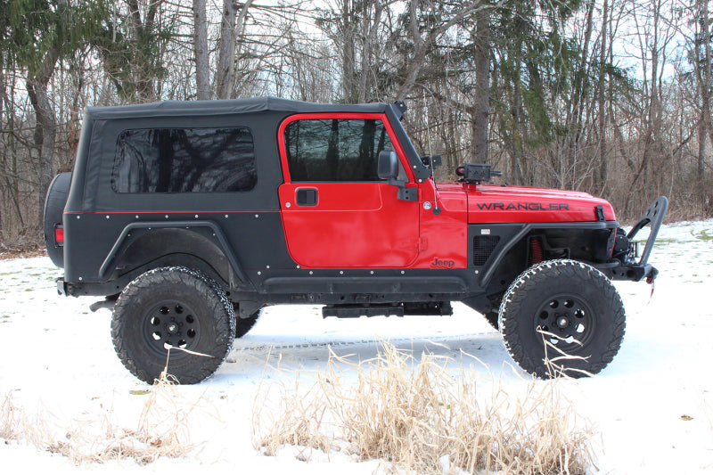 Fishbone Offroad 97-06 Jeep Wrangler TJ Steel Tube Fenders Rear 3In Flare - Blk Textured Powdercoat-tuningsupply.com