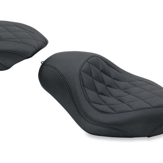 Mustang 04-21 Harley Sportster Wide Tripper Solo Seat Diamond Stitch - Black-tuningsupply.com