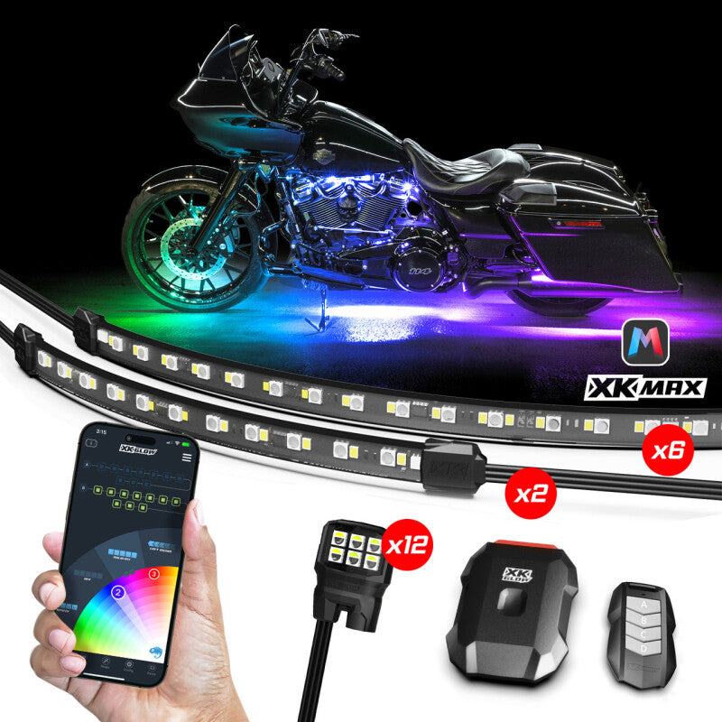 

XKGLOW MX-MOTO-PRO - XKGMX-MOTO-PRO - XK Glow XKmax RGBW 20pc addressable Motorcycle Underglow Light Kit - Shipped in Europe - Tuningsupply.com
