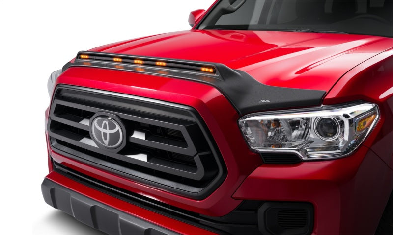 AVS 2016-2019 Toyota Tacoma Aeroskin Low Profile Hood Shield w/ Lights - Black-tuningsupply.com