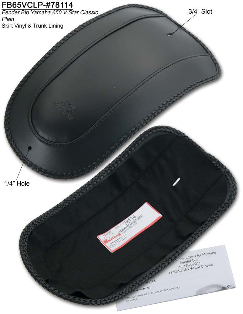 

Mustang Motorcycle 78114 - MMP78114 - Mustang 98-11 Yamaha V-Star Classic Fender Bib - Black - Shipped in Europe - Tuningsupply.com
