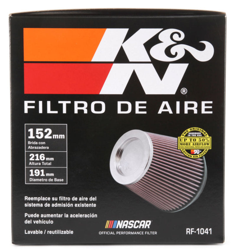 

K&N Engineering RF-1041 - KNNRF-1041 - K&N Round Tapered Universal Air Filter 6 inch Flange 7 1/2 inch Base 5 inch Top 7 1/2 inch Height - Shipped in Europe - Tuningsupply.com

