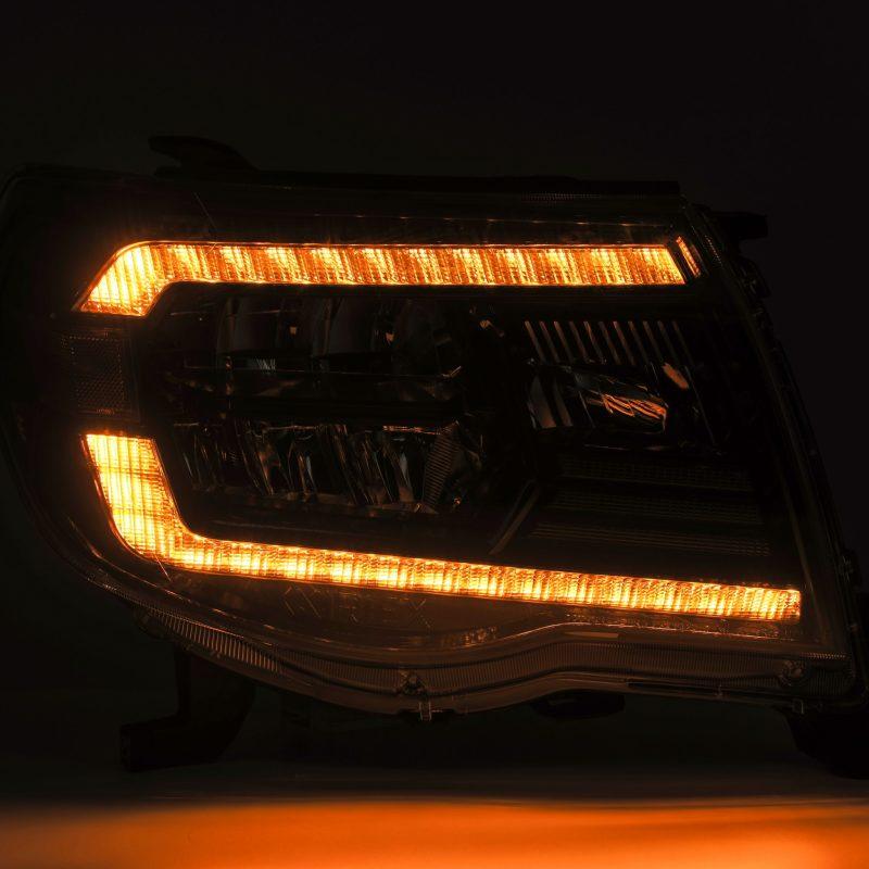 AlphaRex 05-11 Toyota Tacoma LUXX Crystal Headlights Plank Style Alpha Black w/Activation Light/DRL-tuningsupply.com