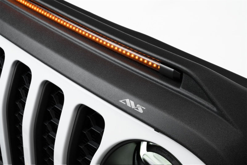 AVS 2018-2019 Jeep Wrangler (JL) Aeroskin Low Profile Hood Shield w/ Lights - Black-tuningsupply.com