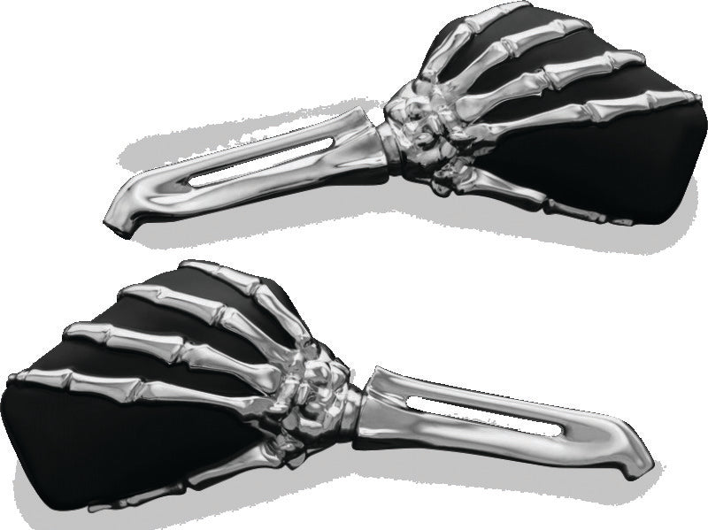 Kuryakyn Skeleton Hand Mirrors Chrome/Black-tuningsupply.com