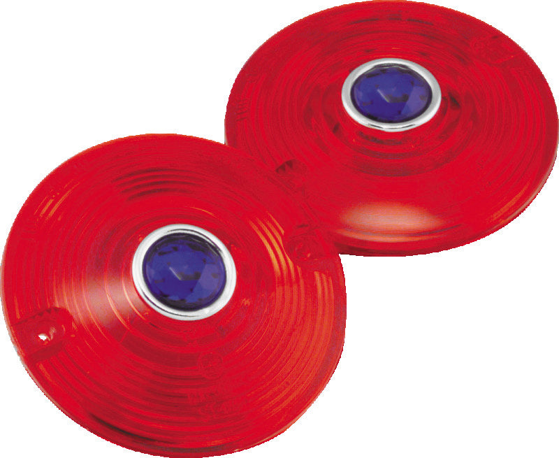 Bikers Choice 86-17 FLH FLT FLST Red Turn Signal Lens With Blue Dot Pr-tuningsupply.com