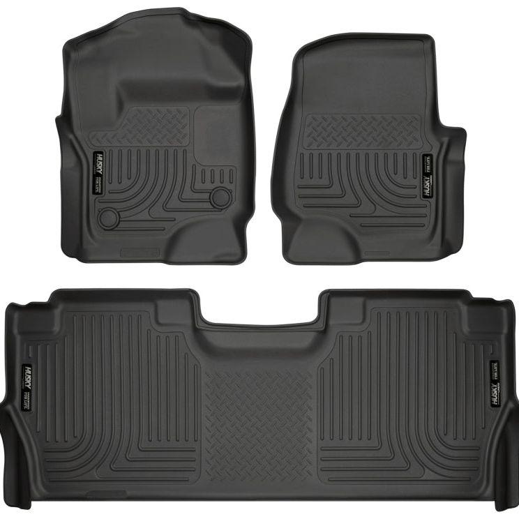 Husky Liners 17-19 F-250/F-350/F-450 Crew Cab Weatherbeater Black Front & 2nd Seat Floor Liners-tuningsupply.com