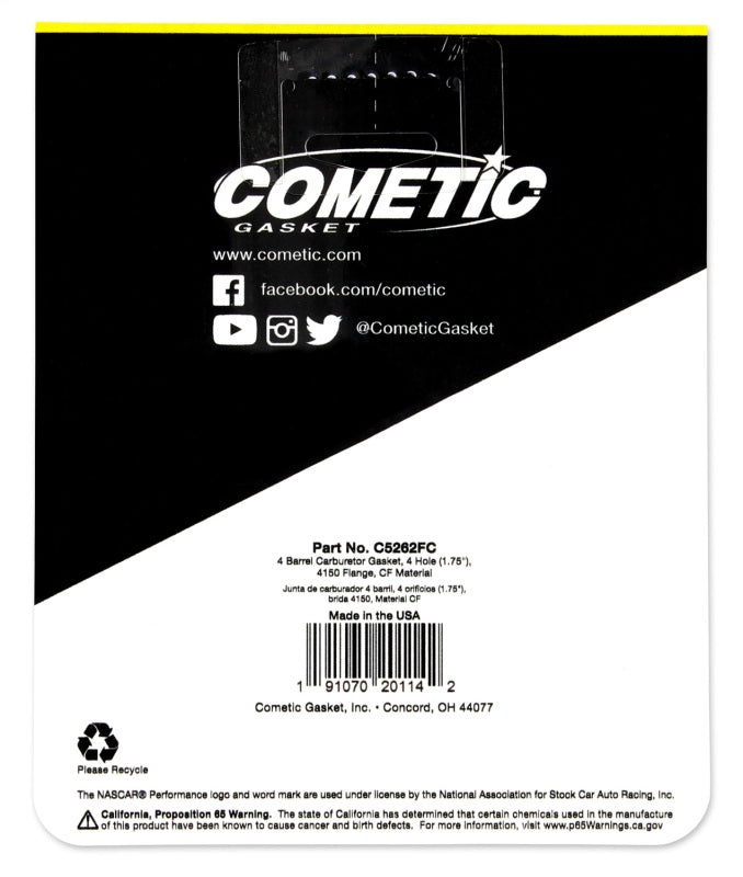 Cometic Holley 4 BBL .060in Fiber Carburetor Mounting Gasket - 4 Hole - 1.750in Holes-tuningsupply.com