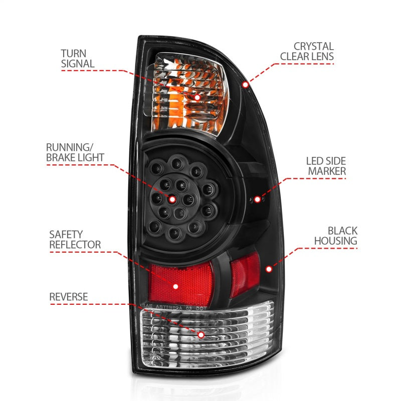 

ANZO 311042 - ANZ311042 - ANZO 2005-2015 Toyota Tacoma LED Taillights Black - Shipped in Europe - Tuningsupply.com
