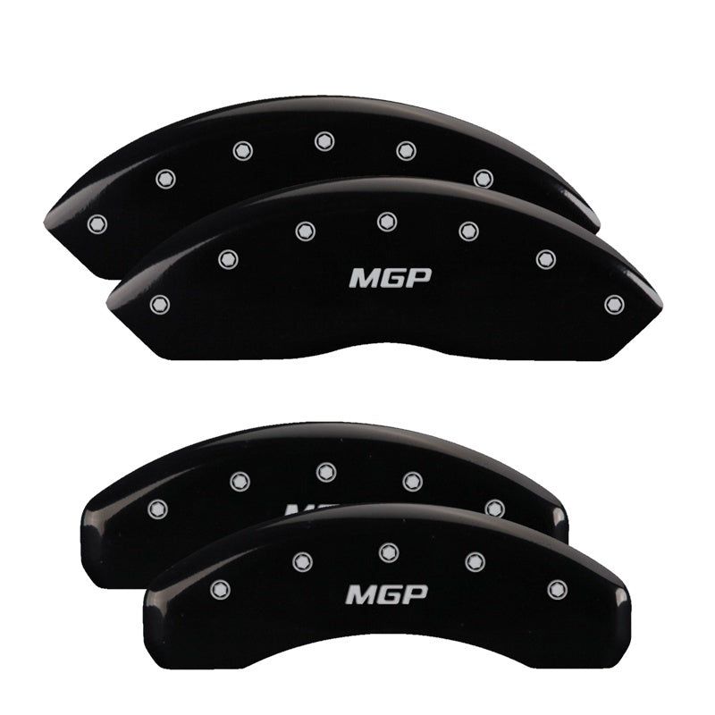 MGP 4 Caliper Covers Engraved Front & Rear Escalade Black finish silver ch-tuningsupply.com