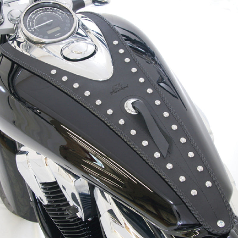 Mustang 10-14 Honda VT1300C Sabre, 10-16 VT1300C Stateline Cruiser Tank Bib w/Studs - Black-tuningsupply.com