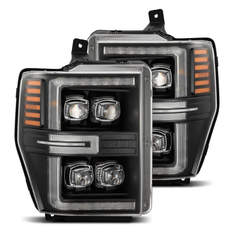 AlphaRex 08-10 Ford F250-550 NOVA-Series LED Projector Headlights Black w/Activ Light/Seq Signal-tuningsupply.com