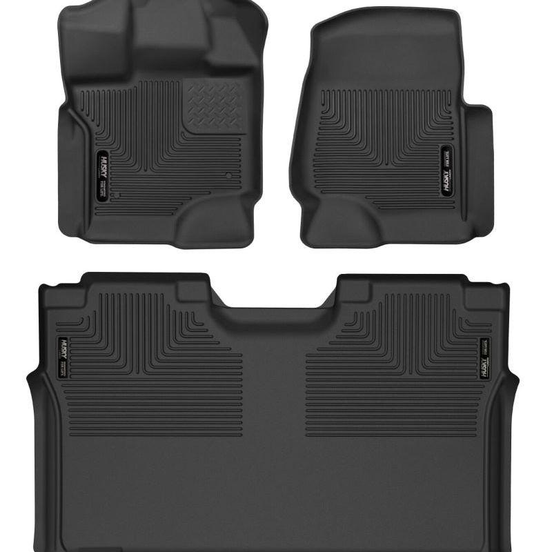 Husky Liners 15-23 Ford F-150 SuperCrew Cab X-Act Contour Front & 2nd Row Seat Floor Liners - Black-tuningsupply.com