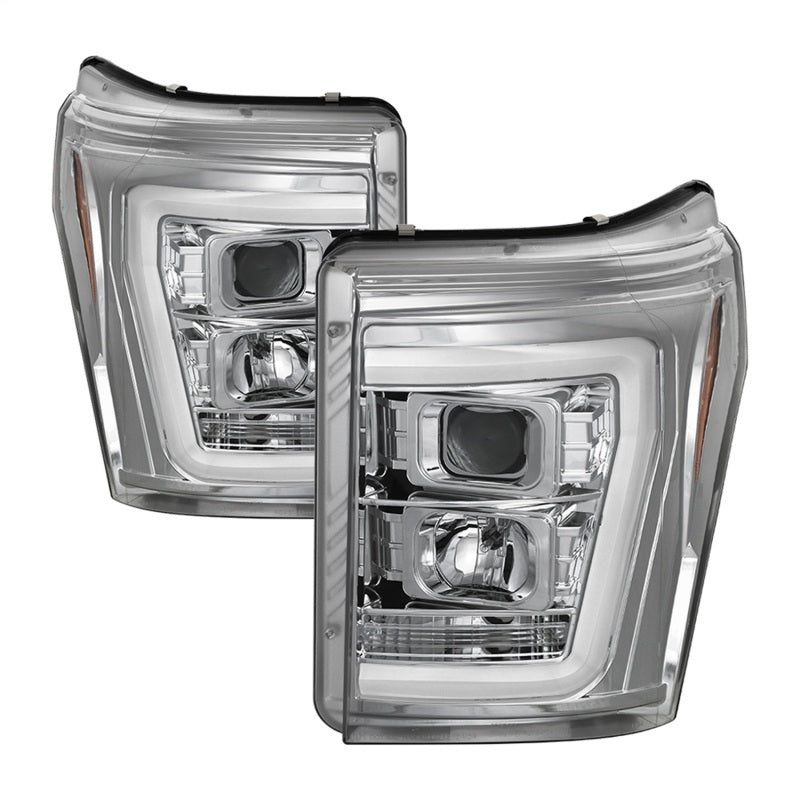 Spyder 11-16 Ford F-250/F-350 V2 Projector Headlights - Light Bar DRL - Chrome PRO-YD-FS11V2-LB-C-Headlights-SPYDER-SPY5084705-SMINKpower Performance Parts