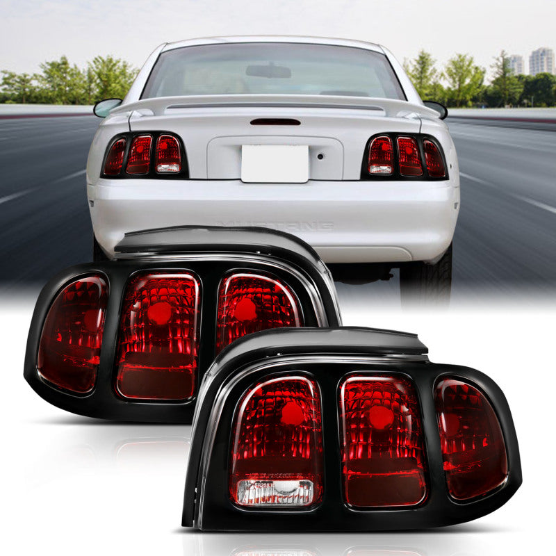 ANZO 1994-1998 Ford Mustang Taillight Dark Red Lens (OE Style)-tuningsupply.com