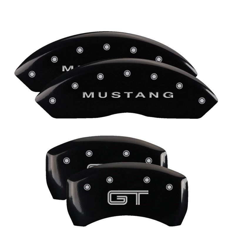 MGP 4 Caliper Covers Engraved Front Mustang Engraved Rear S197/GT Black finish silver ch-tuningsupply.com