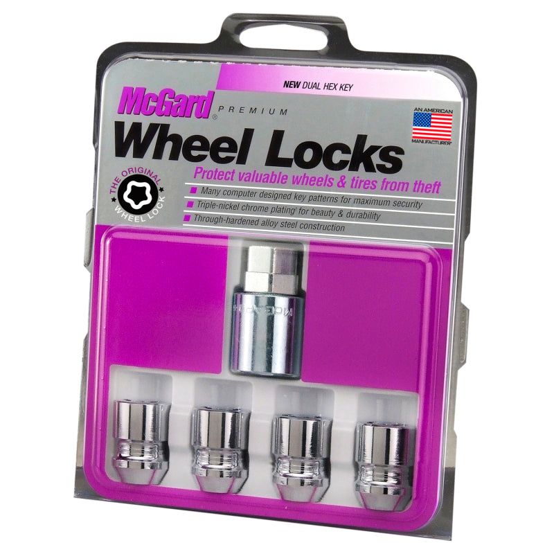 McGard Wheel Lock Nut Set - 4pk. (Cone Seat) M12X1.25 / 19mm & 21mm Dual Hex / 1.28in. L - Chrome-tuningsupply.com