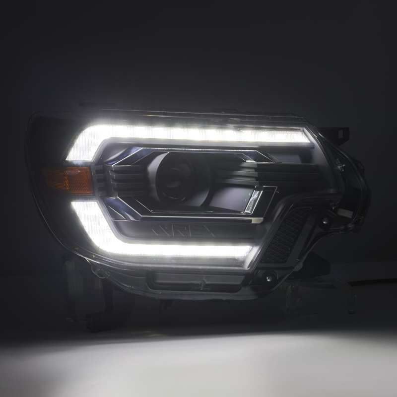 AlphaRex 12-15 Toyota Tacoma PRO-Series Projector Headlights Plank Style Alpha Black w/DRL-tuningsupply.com