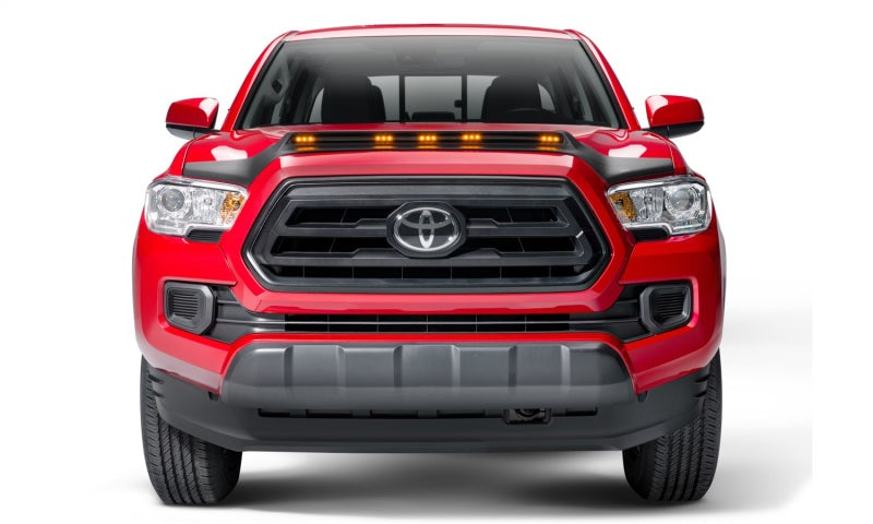 AVS 2016-2019 Toyota Tacoma Aeroskin Low Profile Hood Shield w/ Lights - Black-tuningsupply.com