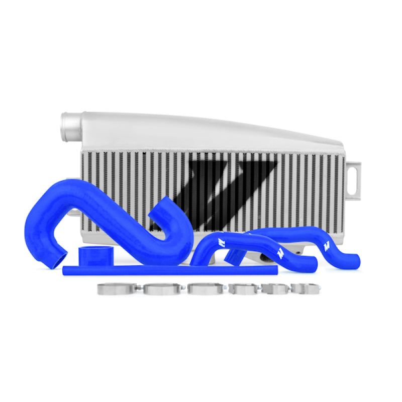 Mishimoto Subaru 02-07 WRX/04-07 STi Top-Mount Intercooler Kit - Powder Coated Silver & Blue Hoses-tuningsupply.com