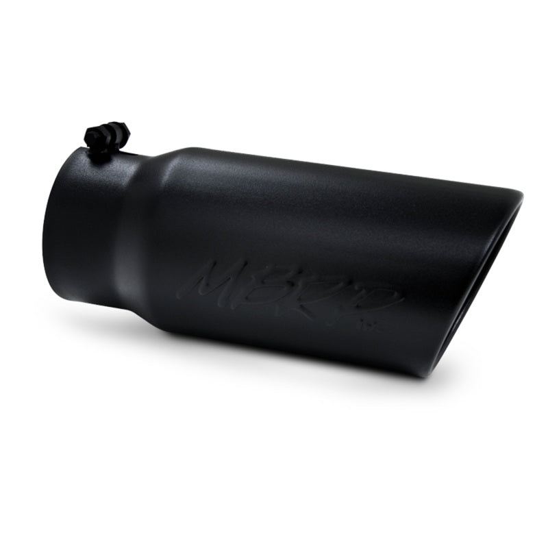 MBRP Universal Tip 5 O.D. Angled Rolled End 4 inlet 12 length - Black Finish-tuningsupply.com