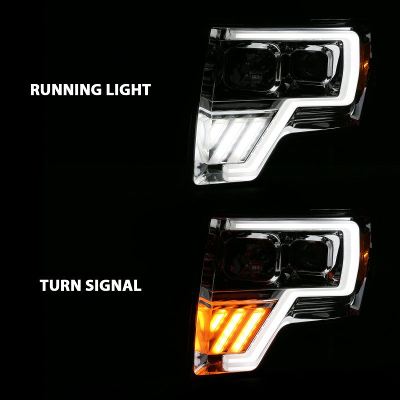 ANZO 2009-2013 Ford F-150 Projector Light Bar G4 Switchback H.L. Chrome Amber-tuningsupply.com