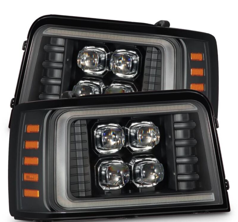 AlphaRex 92-96 Ford F-Series/Bronco NOVA-Series LED Proj Headlight Bk w/Actv Light SeqSig & SBDRL-tuningsupply.com