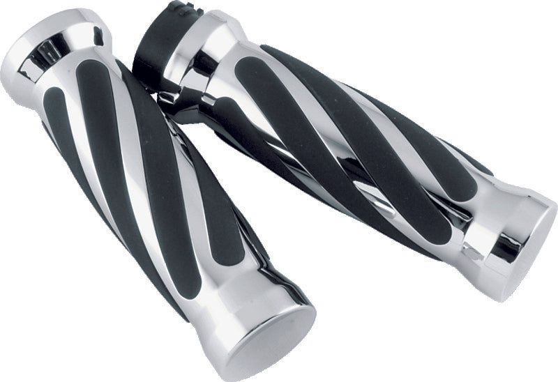 Bikers Choice 81-17 XL & Big Twin Dual Cable Chrome & Black Twisted Grips Pr-tuningsupply.com